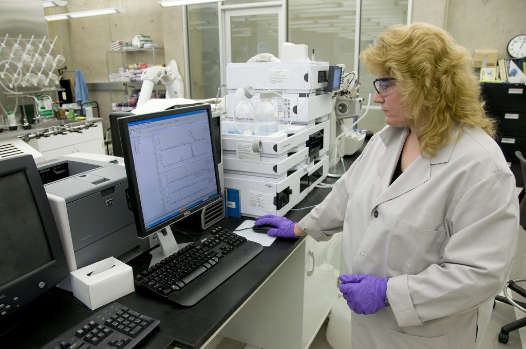 An FDA scientist tests products 